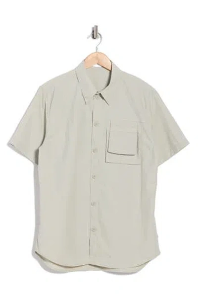 Helmut Lang Layered Pocket Short Sleeve Button-up Shirt In Gray