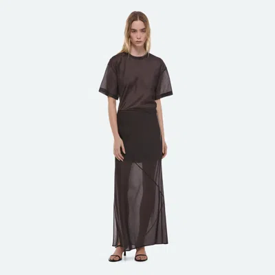 Helmut Lang Layered Sheer Skirt In Brown