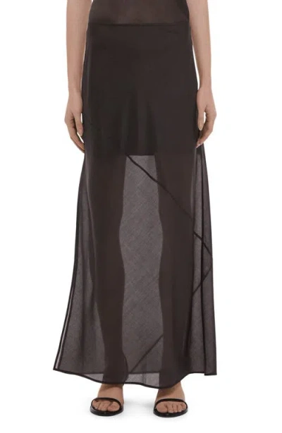Helmut Lang Layered Sheer Skirt In Brown