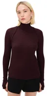 Helmut Lang Layered Shrug Turtleneck Mahogany In Burgundy