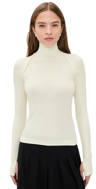 Helmut Lang Shrug Layer Turtleneck Sweater In White