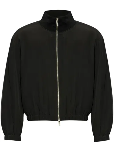 Helmut Lang Layered Silk Bomber Jacket In Multi