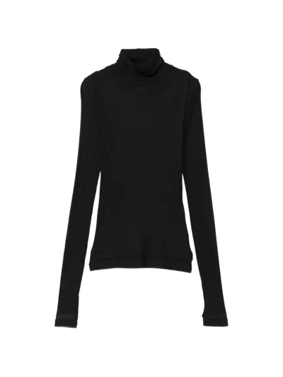 Helmut Lang Layered Turtleneck Top In Black