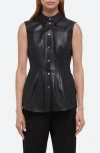 Helmut Lang Le Darted Sleeveless Faux Leather Shirt