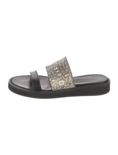 Pre-owned Helmut Lang Leather Animal Print Slides In Neutrals