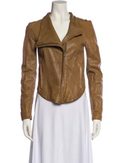 Pre-owned Helmut Lang Leather Biker Jacket In Brown