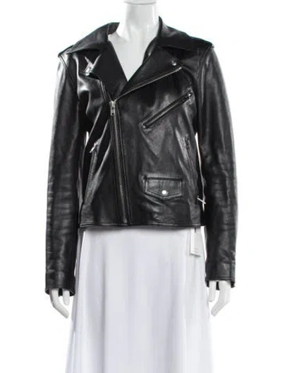 Pre-owned Helmut Lang Leather Biker Jacket In Gray
