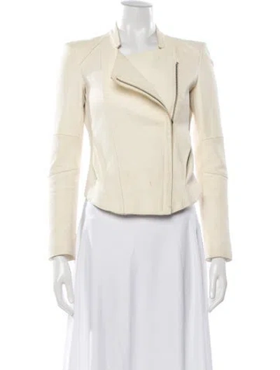 Pre-owned Helmut Lang Leather Biker Jacket In Neutrals/yellow