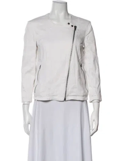 Pre-owned Helmut Lang Leather Biker Jacket In White