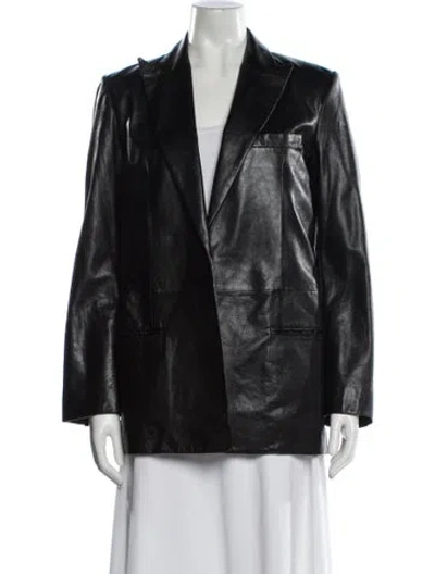 Pre-owned Helmut Lang Leather Blazer In Gray