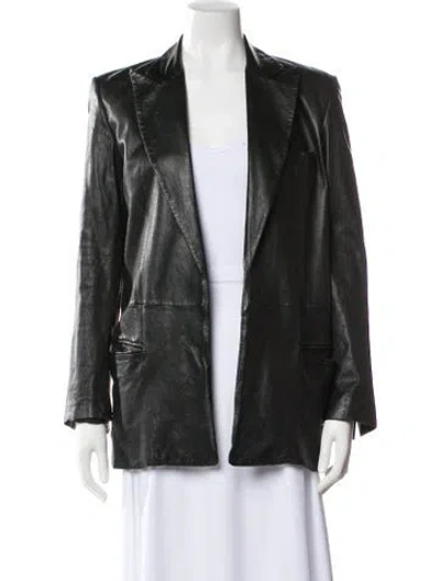 Pre-owned Helmut Lang Leather Blazer In Gray