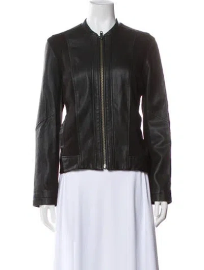 Pre-owned Helmut Lang Leather Bomber Jacket In Black