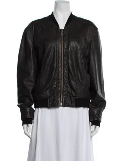 Pre-owned Helmut Lang Leather Bomber Jacket In Black