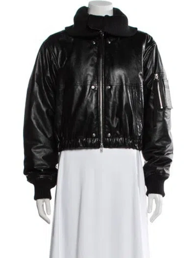 Pre-owned Helmut Lang Leather Bomber Jacket W/ Tags In Black