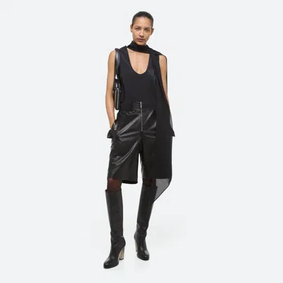 Helmut Lang Leather Bomber Shorts In Black