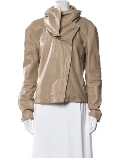 Pre-owned Helmut Lang Leather Coat In Neutral
