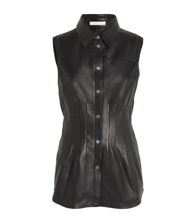 Helmut Lang Leather Darted Shirt In Black