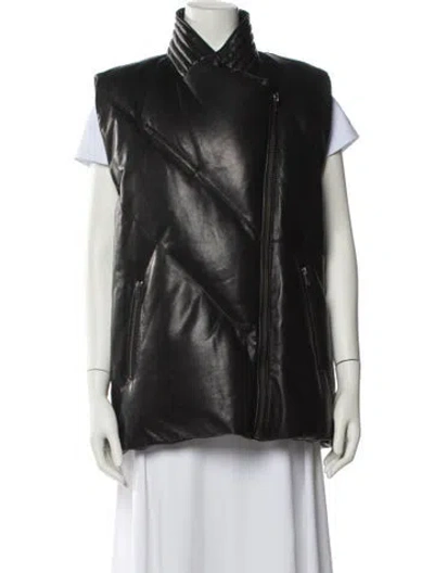 Pre-owned Helmut Lang Leather Down Jacket In Black
