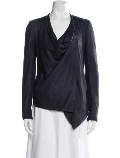 Pre-owned Helmut Lang Leather Evening Jacket In Blue