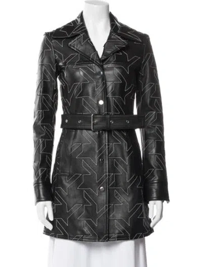 Pre-owned Helmut Lang Leather Graphic Print Coat In Multi