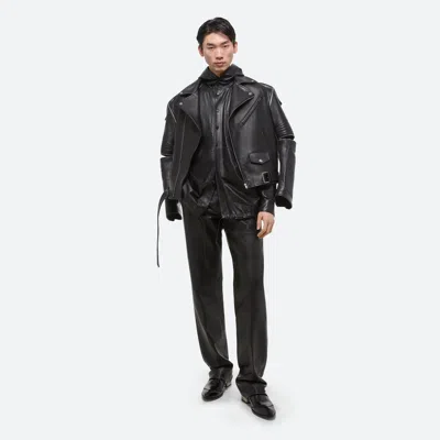 Helmut Lang Leather Hoodie Shirt In Black