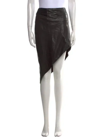 Pre-owned Helmut Lang Leather Knee-length Skirt In Black