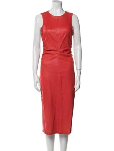 Pre-owned Helmut Lang Leather Midi Length Dress In Orange