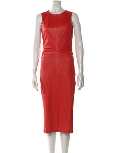 Pre-owned Helmut Lang Leather Midi Length Dress In Orange