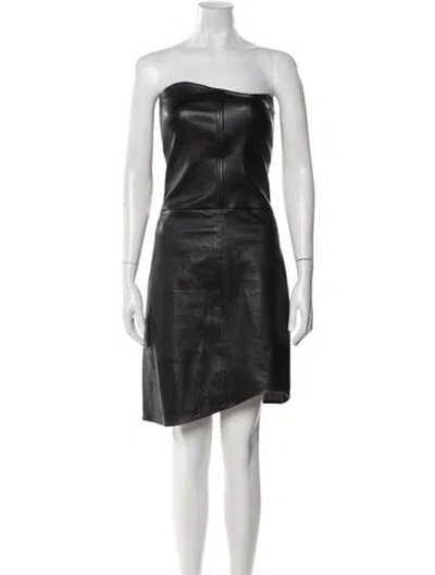 Pre-owned Helmut Lang Leather Mini Dress In Black