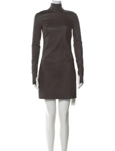 Pre-owned Helmut Lang Leather Mini Dress In Brown