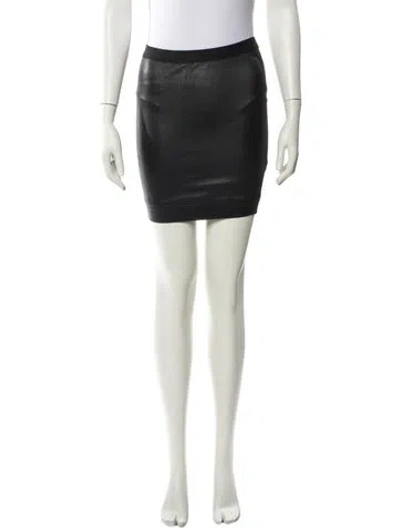 Pre-owned Helmut Lang Leather Mini Skirt In Black