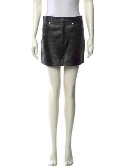 Pre-owned Helmut Lang Leather Mini Skirt In Black