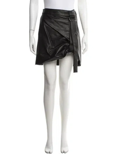 Pre-owned Helmut Lang Leather Mini Skirt In Black
