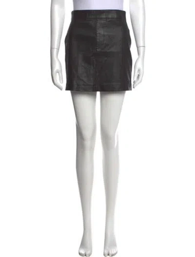 Pre-owned Helmut Lang Leather Mini Skirt In Black