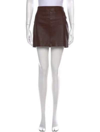 Pre-owned Helmut Lang Leather Mini Skirt In Brown