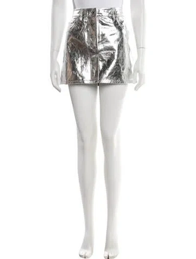 Pre-owned Helmut Lang Leather Mini Skirt In Silver