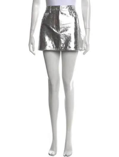 Pre-owned Helmut Lang Leather Mini Skirt In Silver