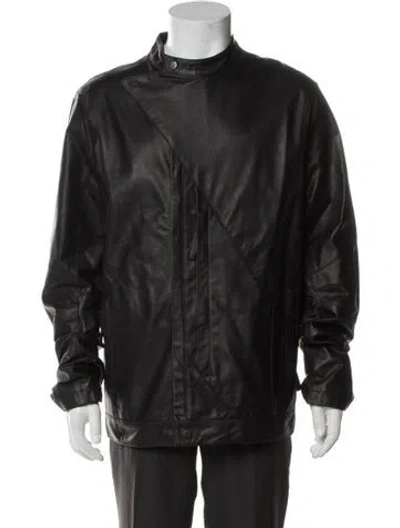 Pre-owned Helmut Lang Leather Moto Jacket In Green