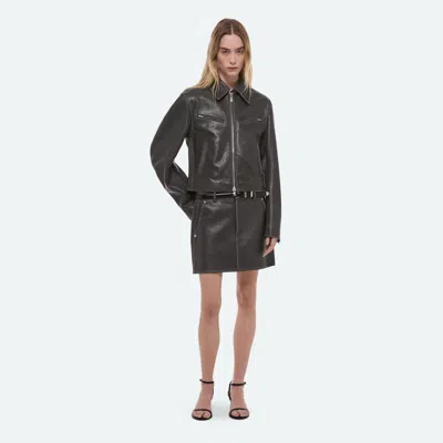 Helmut Lang Leather Moto Skirt In Black