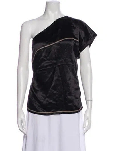 Pre-owned Helmut Lang Leather One-shoulder Top In Black