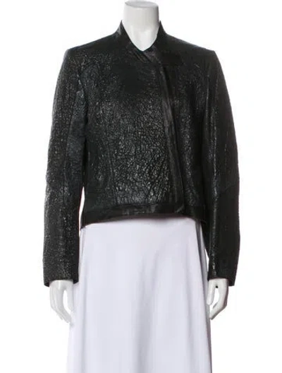 Pre-owned Helmut Lang Leather Printed Evening Jacket In Black