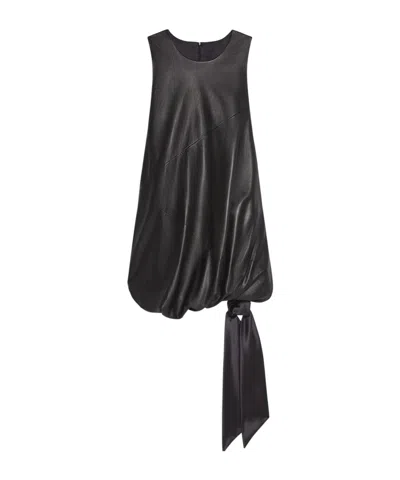 Helmut Lang Leather Puffball Minidress In Black