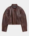 Helmut Lang Leather Saddle Jacket Saddle In Brown