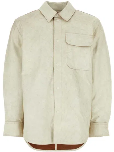 Helmut Lang Chalk Leather Shirt For Men In White