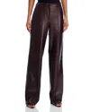 Helmut Lang Leather Side Zipper Pants In Brown