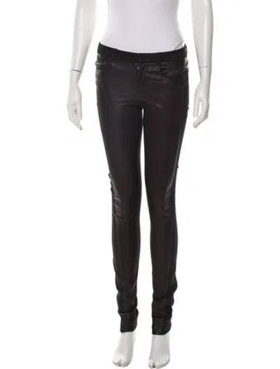 Pre-owned Helmut Lang Leather Skinny Leg Pants In Brown