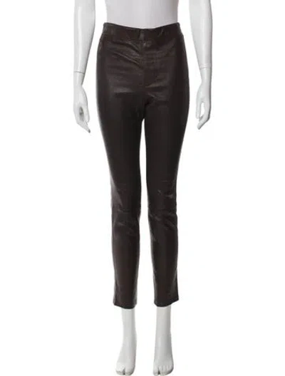 Pre-owned Helmut Lang Leather Skinny Leg Pants In Brown