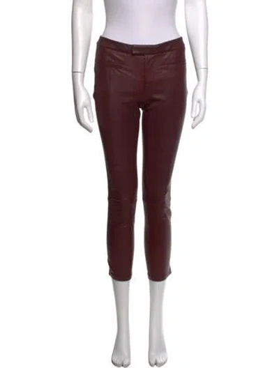 Pre-owned Helmut Lang Leather Skinny Leg Pants In Burgundy