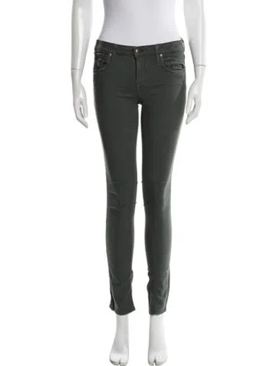 Pre-owned Helmut Lang Leather Skinny Leg Pants In Green