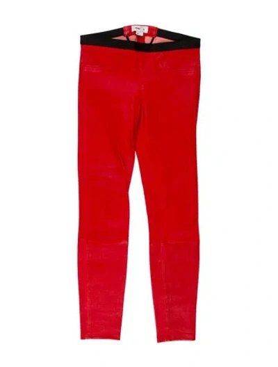 Pre-owned Helmut Lang Leather Skinny Leg Pants In Orange
